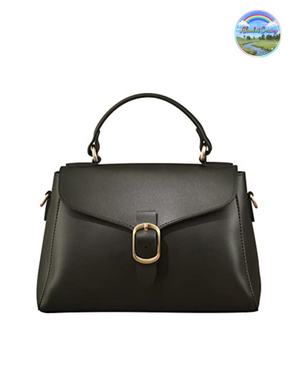 Vegan Leather Flap Satchel Top Handle Handbag Detachable Wristlet Clutch
